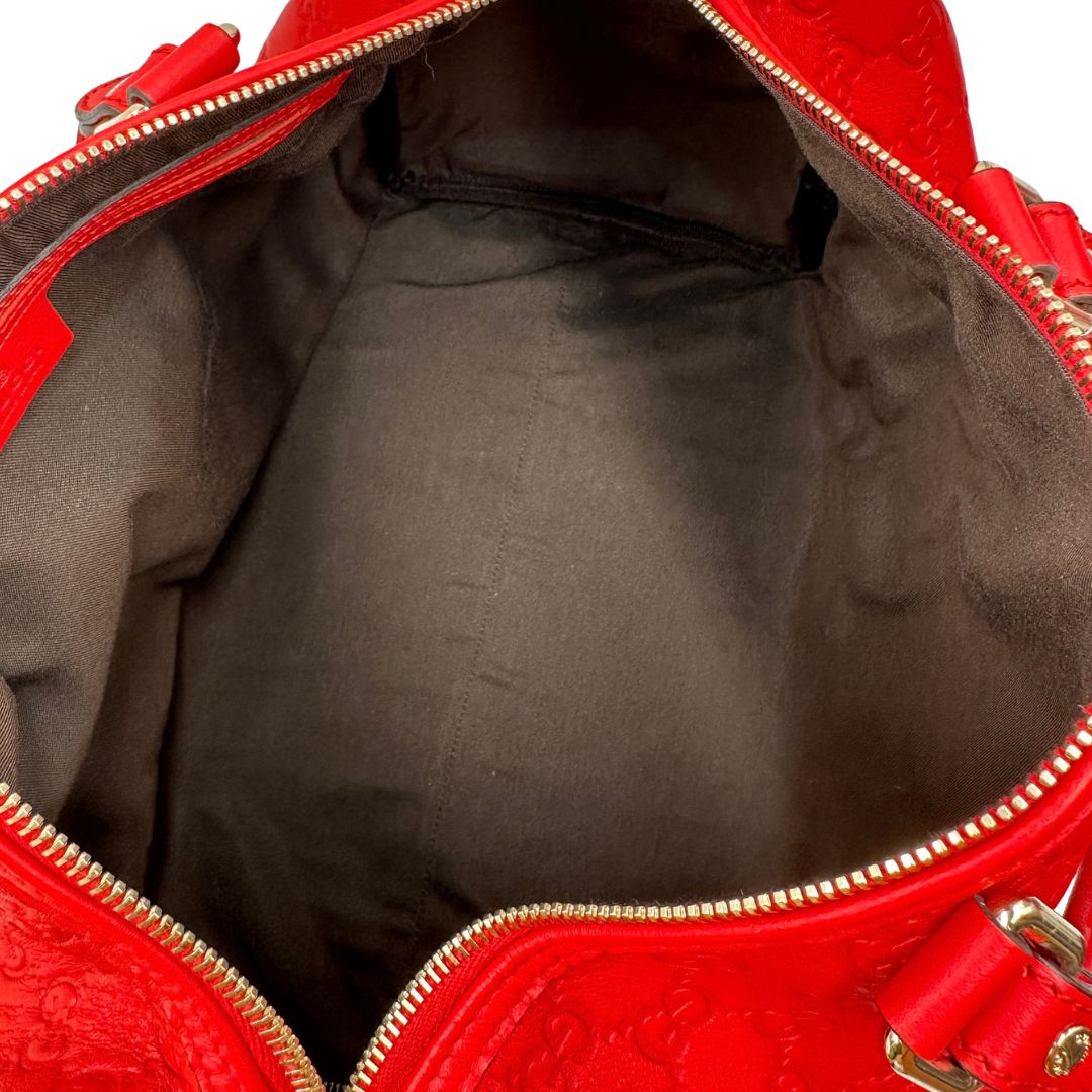 interno Borsa Gucci Boston in pelle trama guccissima rossa, di lusso, originale, ottime condizioni, usata
