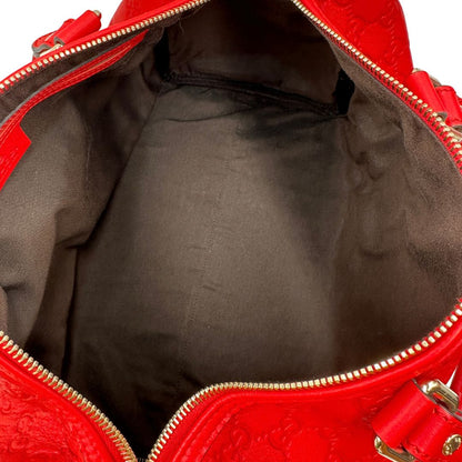 interno Borsa Gucci Boston in pelle trama guccissima rossa, di lusso, originale, ottime condizioni, usata