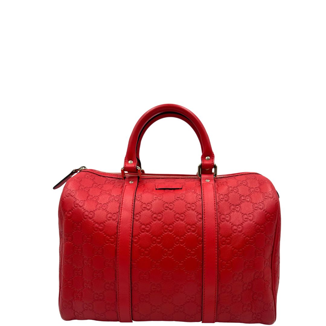 front Borsa Gucci Boston in pelle trama guccissima rossa, di lusso, originale, ottime condizioni, usata