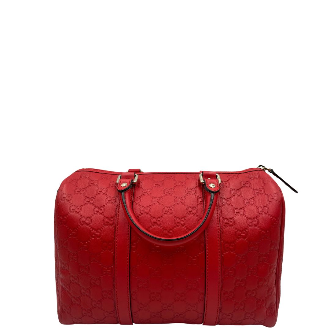 retro Borsa Gucci Boston in pelle trama guccissima rossa, di lusso, originale, ottime condizioni, usata
