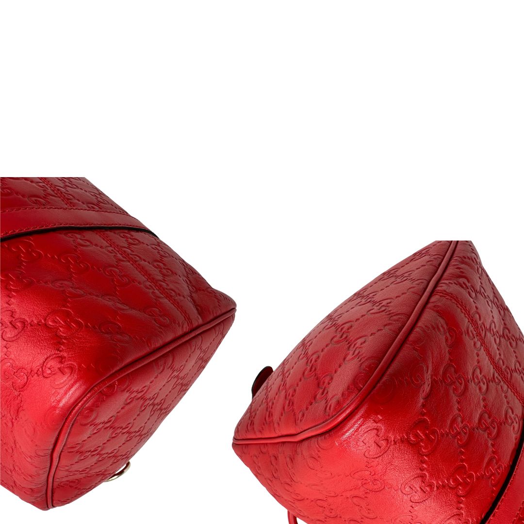 angoli Borsa Gucci Boston in pelle trama guccissima rossa, di lusso, originale, ottime condizioni, usata