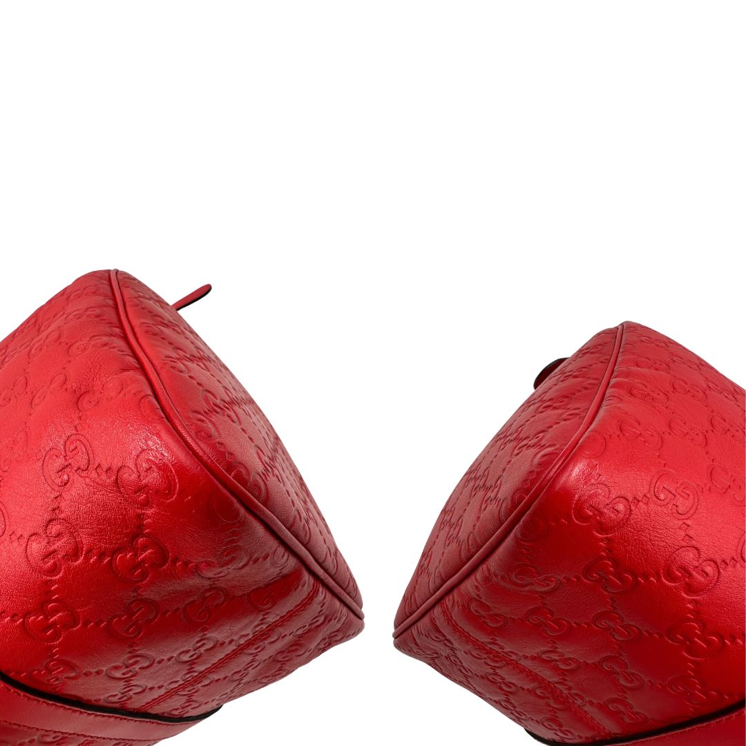 angoli Borsa Gucci Boston in pelle trama guccissima rossa, di lusso, originale, ottime condizioni, usata 