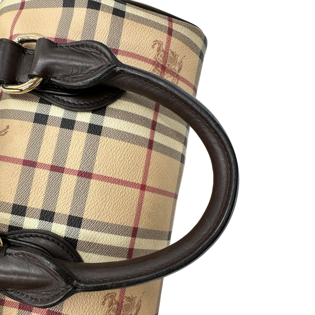 manico Borsa Burberry in canvas beige tartan 