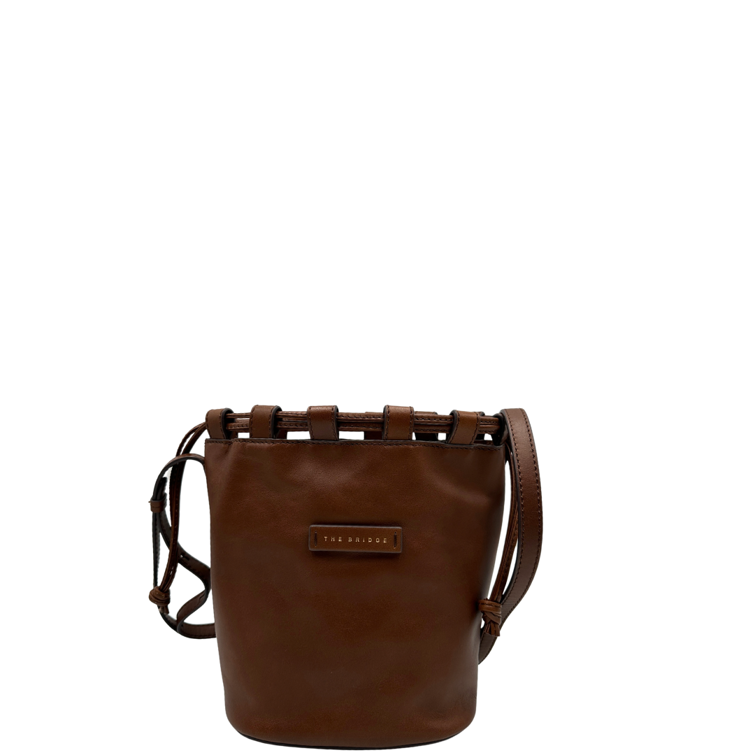 front  Secchiello The Bridge in pelle marrone 