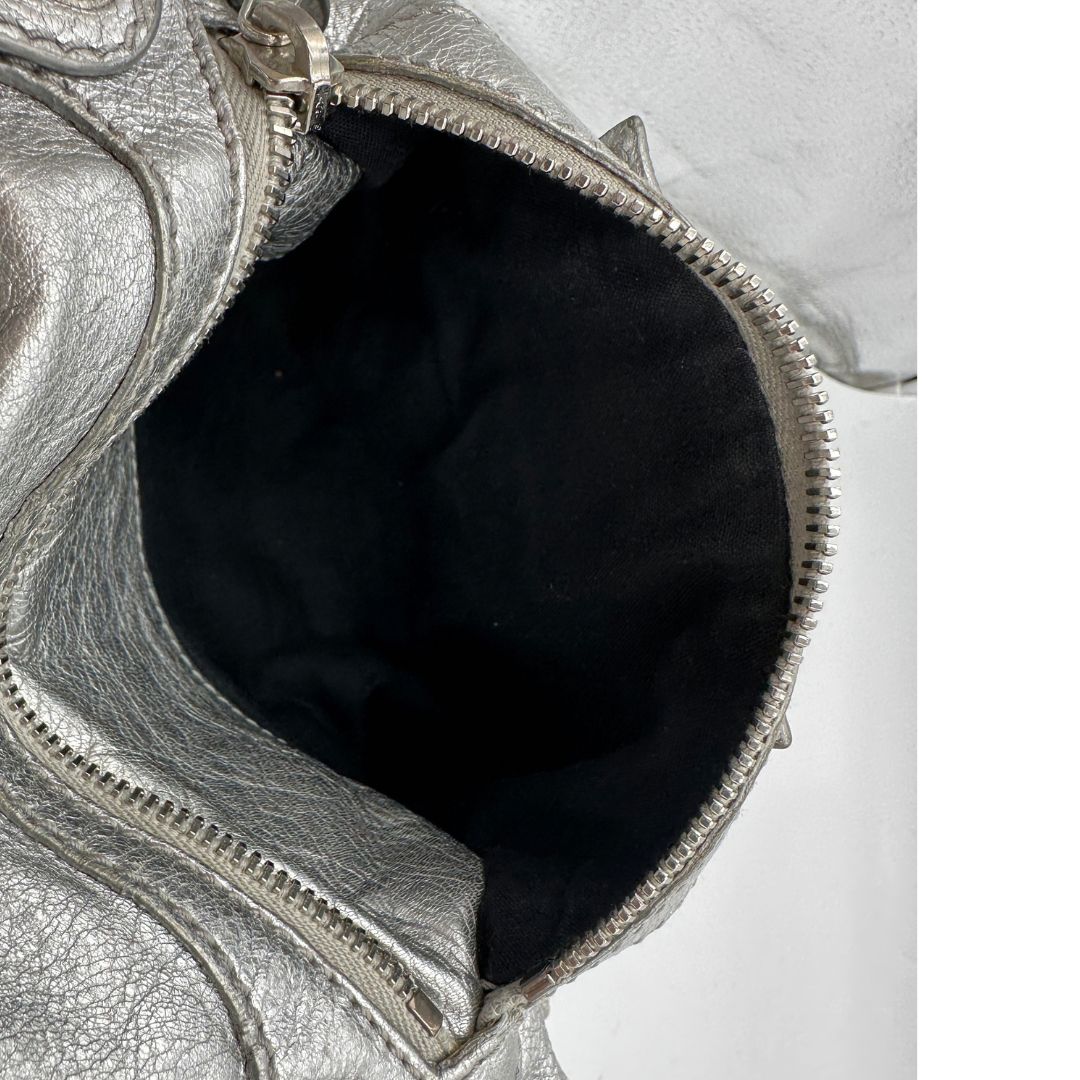 interno Borsa Balenciaga City in pelle Arena argentata 