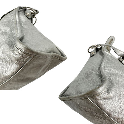 angoli Borsa Balenciaga City in pelle Arena argentata 