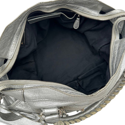 interno Borsa Balenciaga City in pelle Arena argentata 