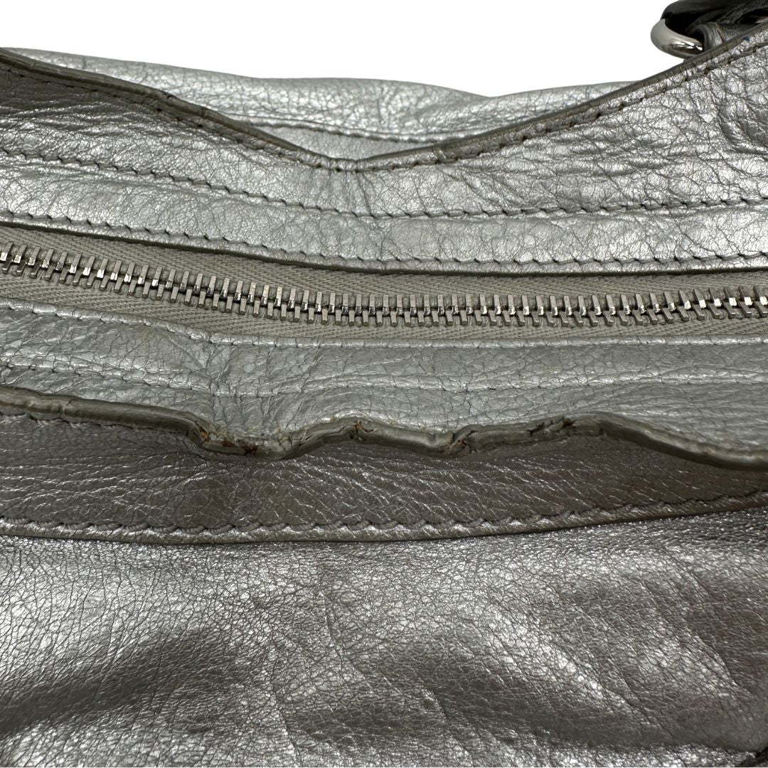 chiusura Borsa Balenciaga City in pelle Arena argentata