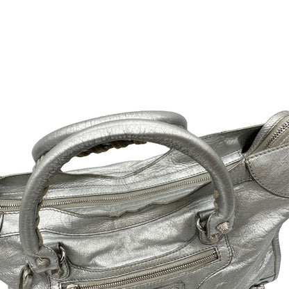 manici Borsa Balenciaga City in pelle Arena argentata 