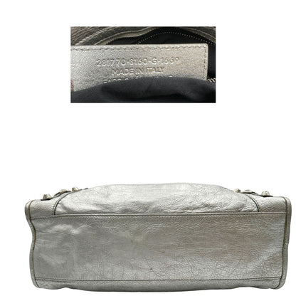 base Borsa Balenciaga City in pelle Arena argentata