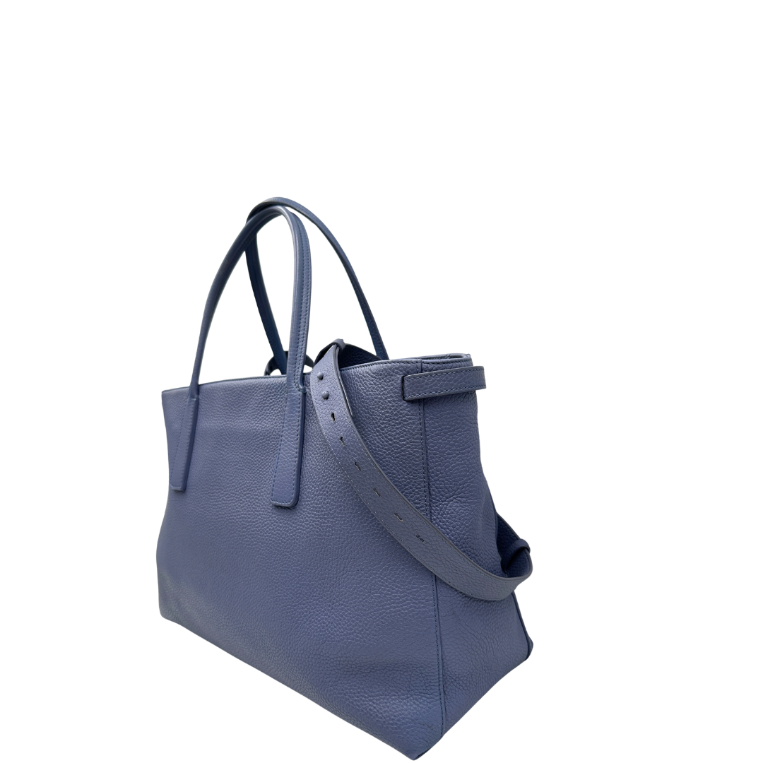 lato Borsa Zanellato in pelle martellata blu 