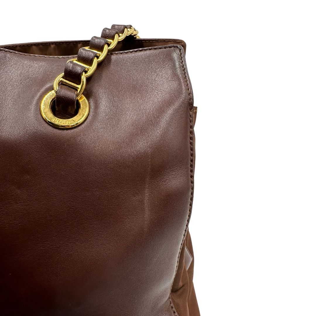 Borsa a spalla Prada marrone