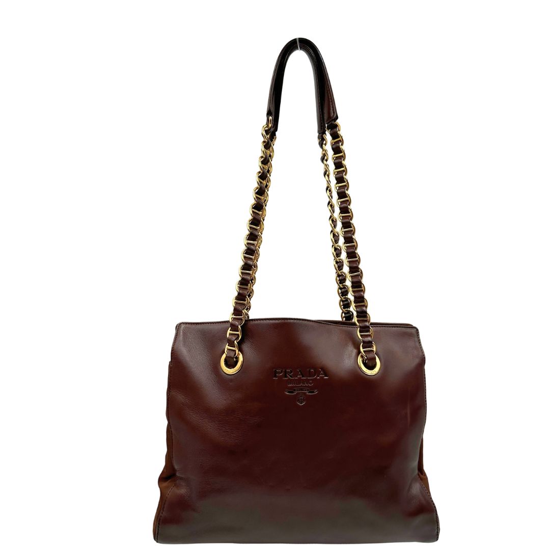 Borsa a spalla Prada marrone