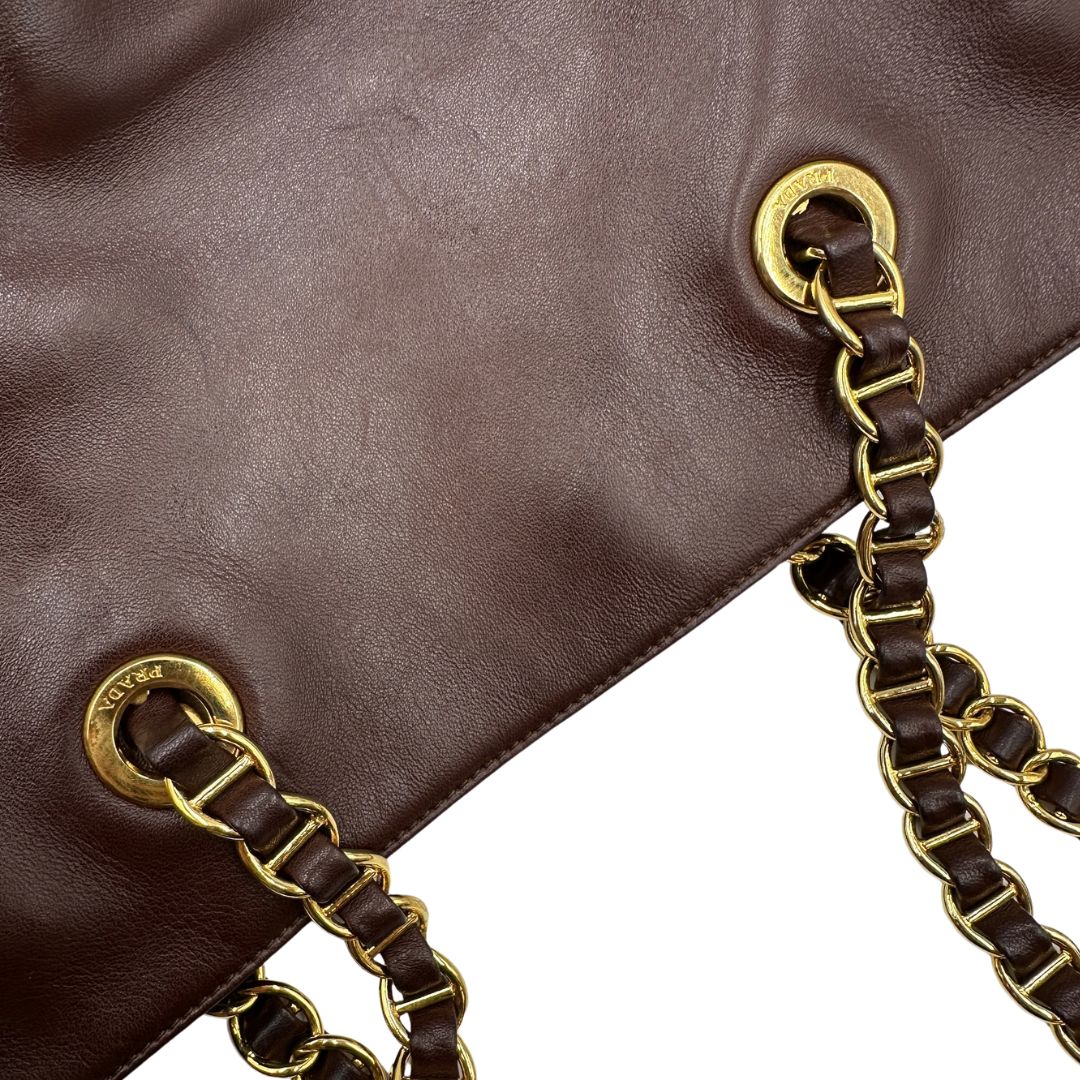 Borsa a spalla Prada marrone