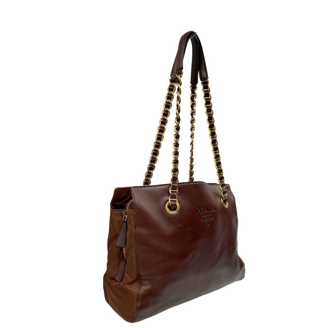 Borsa a spalla Prada marrone