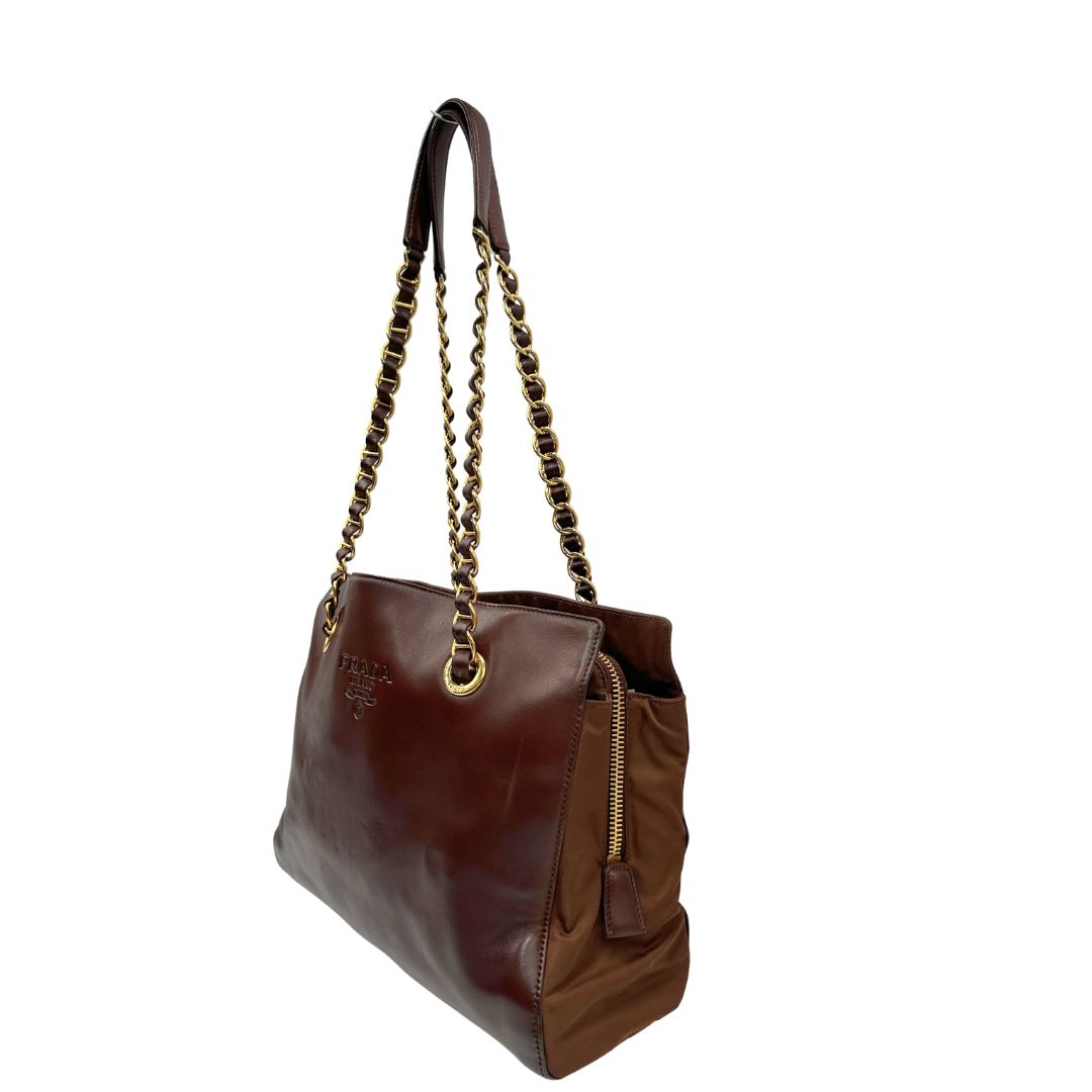 Borsa a spalla Prada marrone