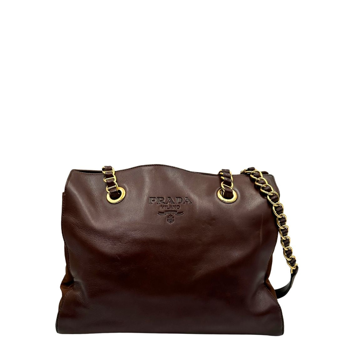 Borsa a spalla Prada marrone