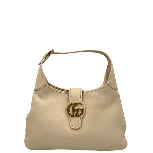 front Borsa Gucci Aphrodite in pelle color bianco latte