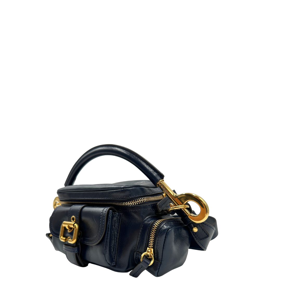 lato Camera Bag Chloè in pelle blu 