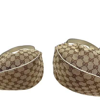 angoli Borsa Gucci in tessuto GG e pelle bianco avorio, di lusso, originale, usata 