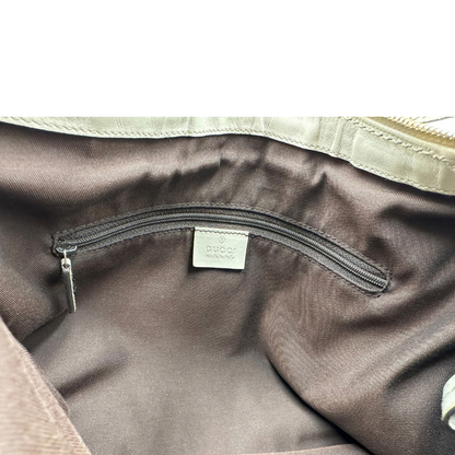 interno Borsa Gucci in tessuto GG e pelle bianco avorio, di lusso, originale, usata 
