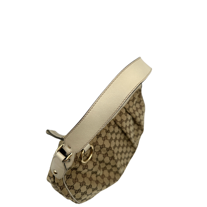 manico Borsa Gucci in tessuto GG e pelle bianco avorio, di lusso, originale, usata