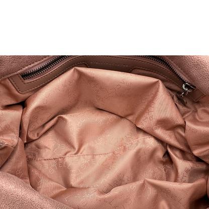 Interno, Borsa Stella McCartney Falabella Fold Over Tote in tessuto vegano rosa antico con catene dorate e argentate. Da portare a mano oppure a spalla. Originale, usata, di lusso, in ottime condizioni.