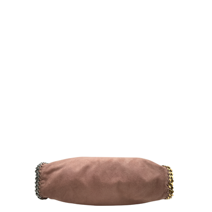 Base, Borsa Stella McCartney Falabella Fold Over Tote in tessuto vegano rosa antico con catene dorate e argentate. Da portare a mano oppure a spalla. Originale, usata, di lusso, in ottime condizioni.