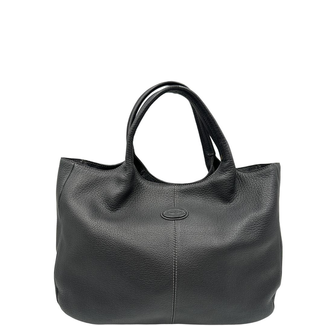 front  Borsa Tod's in pelle nera, di lusso, originale, usata, ottime condizioni 