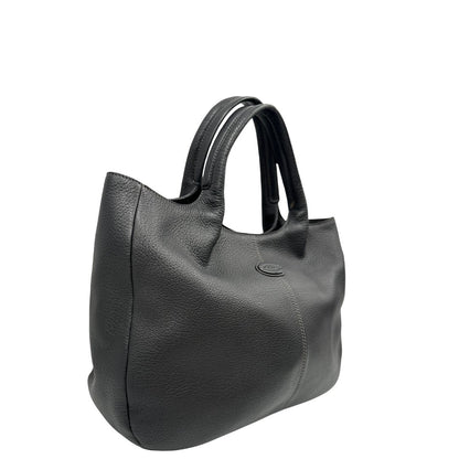 lato  Borsa Tod's in pelle nera, di lusso, originale, usata, ottime condizioni 
