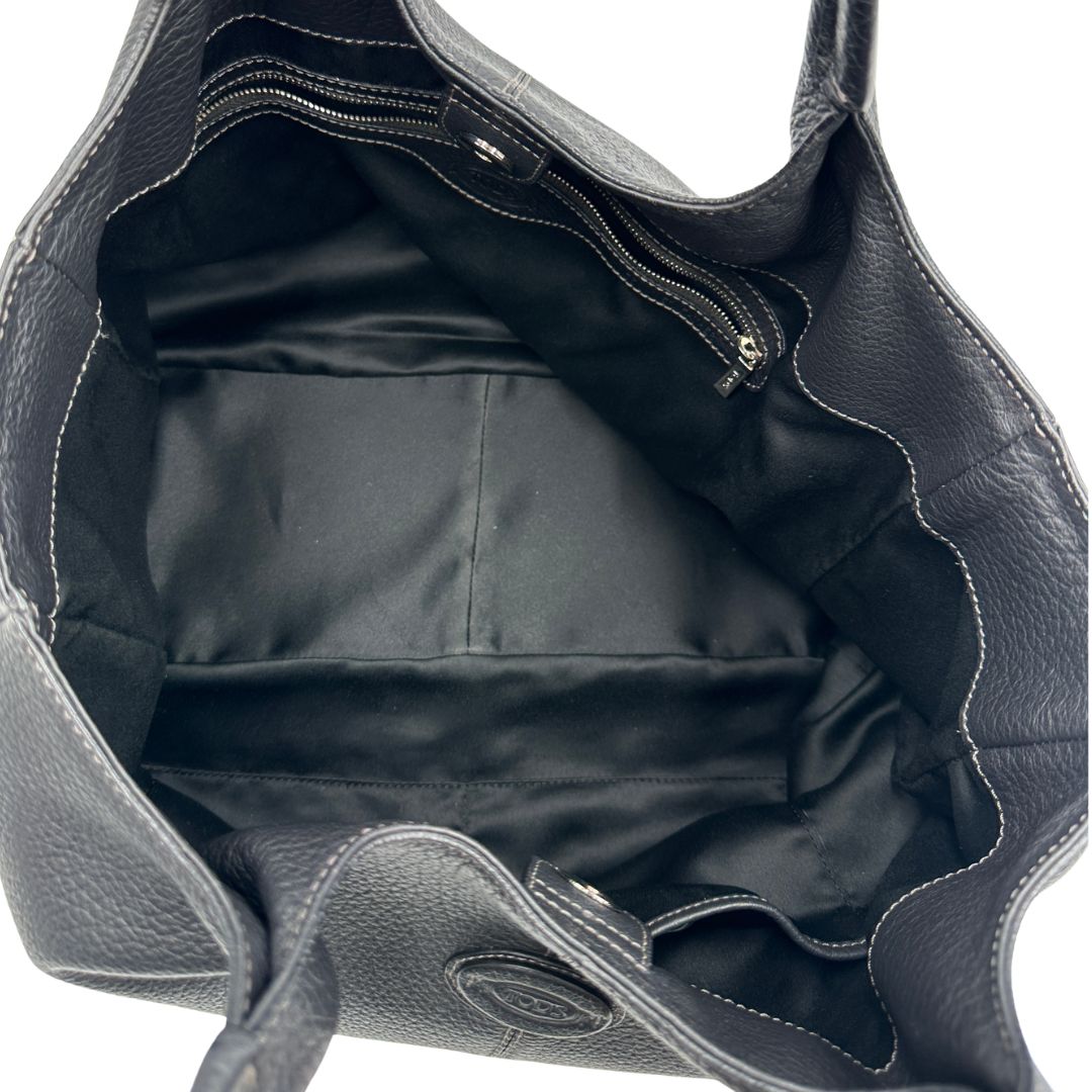interno  Borsa Tod's in pelle nera, di lusso, originale, usata, ottime condizioni 