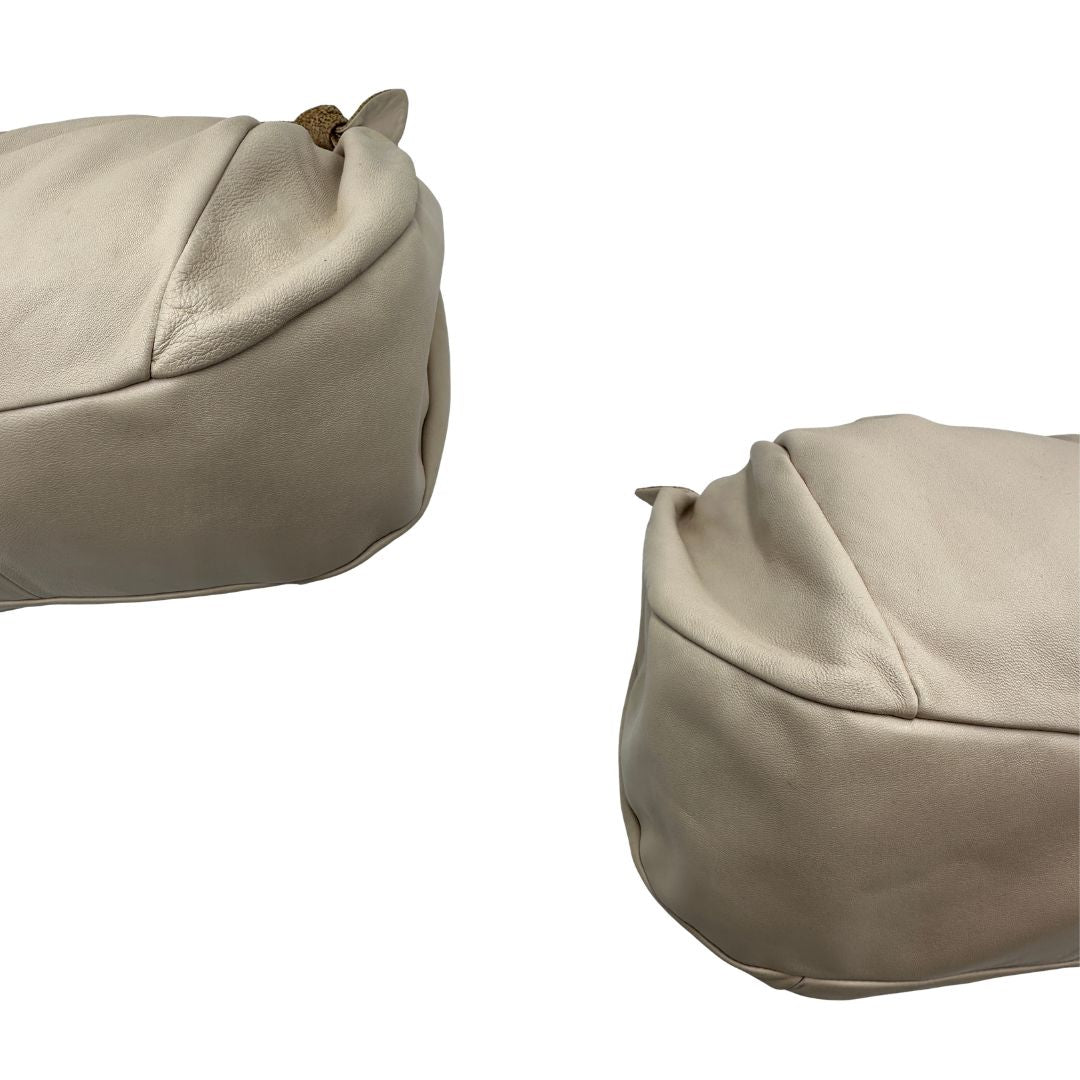 angoli Borsa Borbonese in pelle color bianco panna