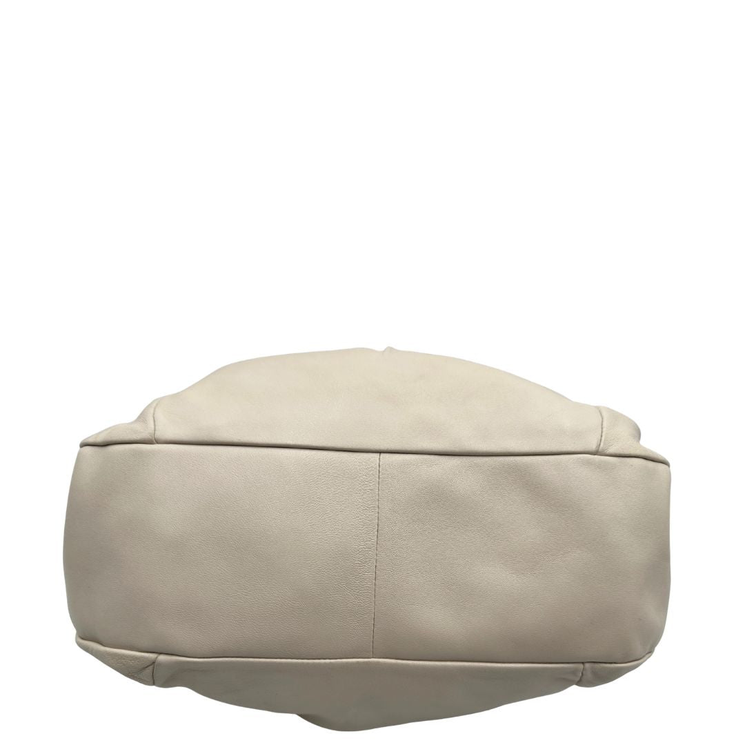 base Borsa Borbonese in pelle color bianco panna 