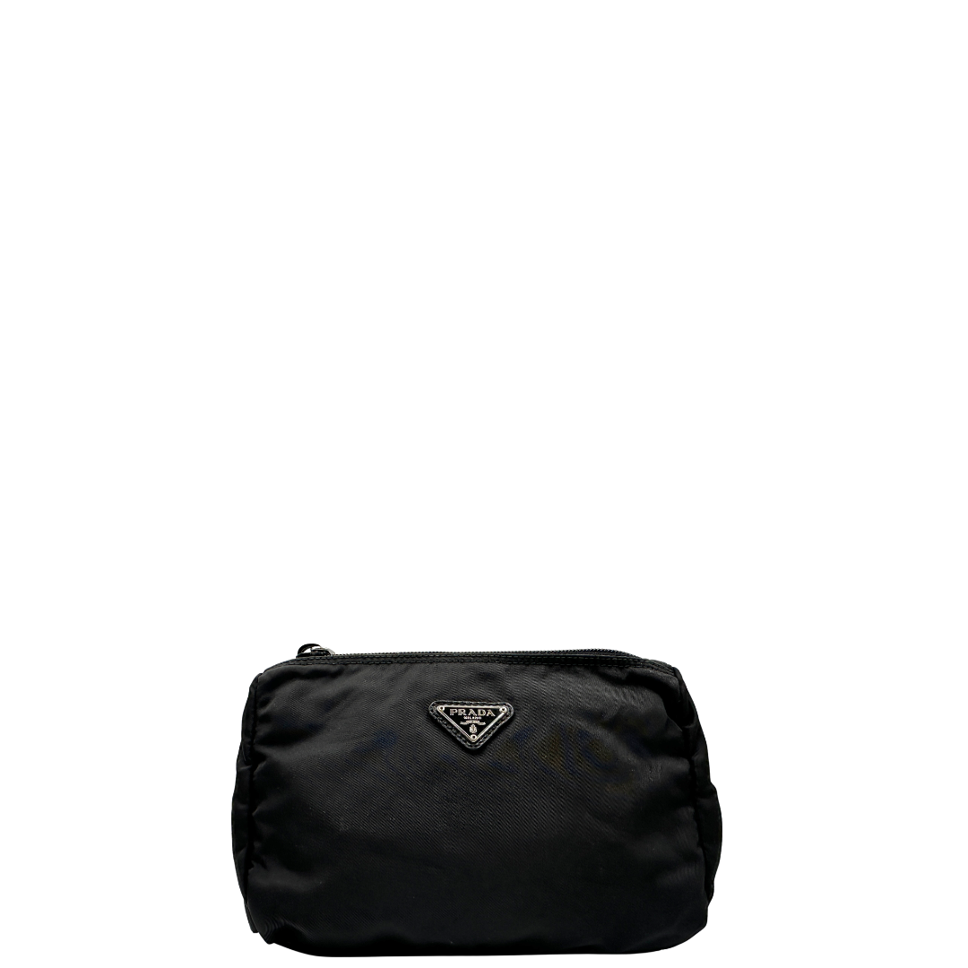 Pouch Prada nylon nera in vela nero