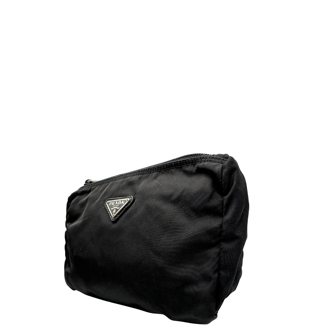 Pouch Prada nylon nera in vela nero