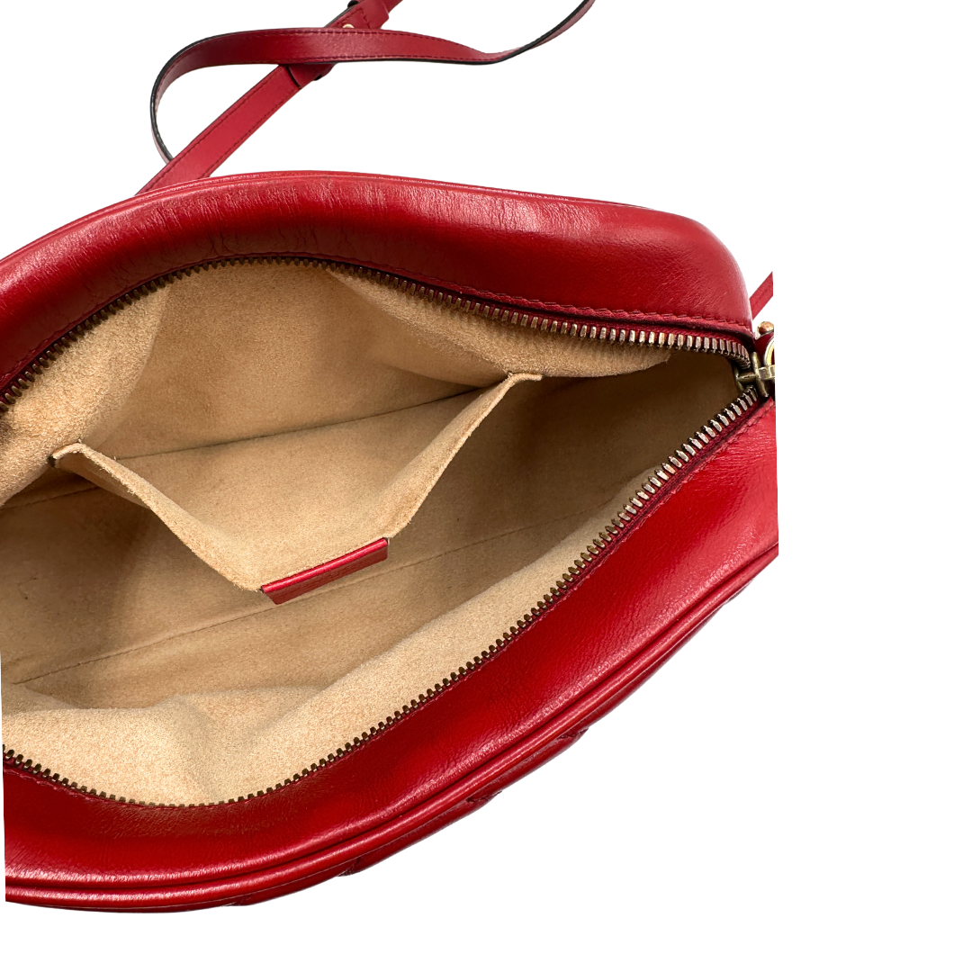 Camera Bag Gucci Marmont misura piccola in pelle rosso