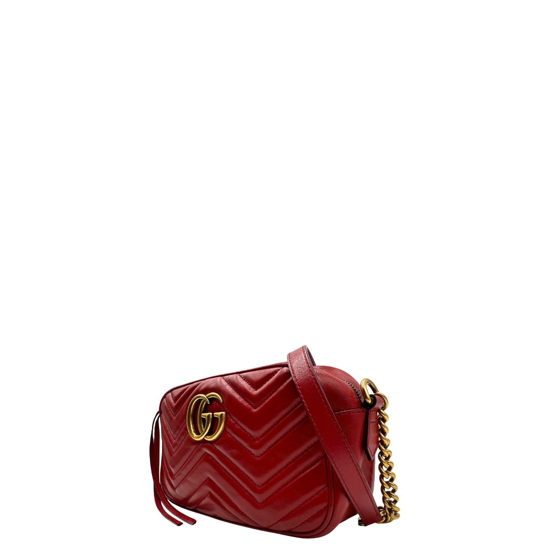 Camera Bag Gucci Marmont misura piccola in pelle rosso