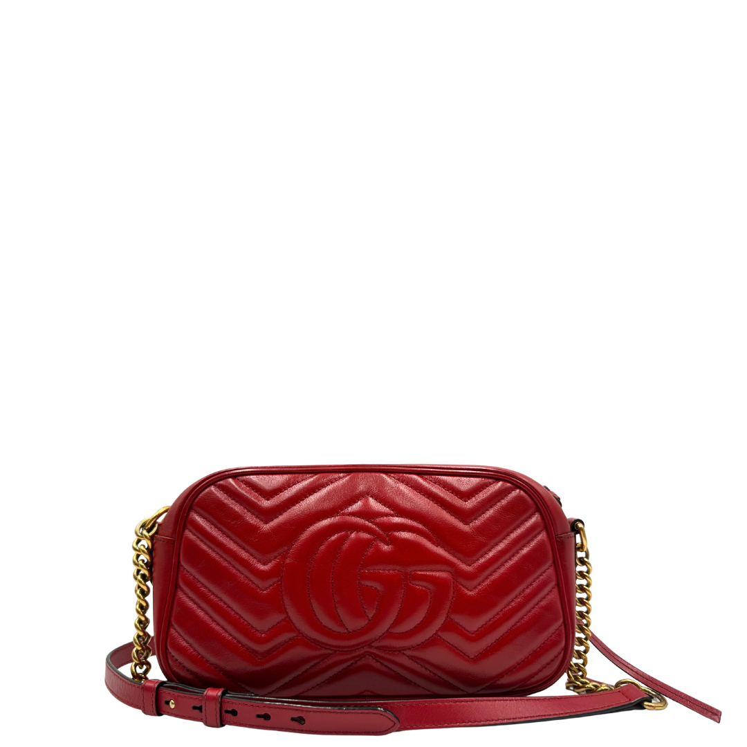 Camera Bag Gucci Marmont misura piccola in pelle rosso