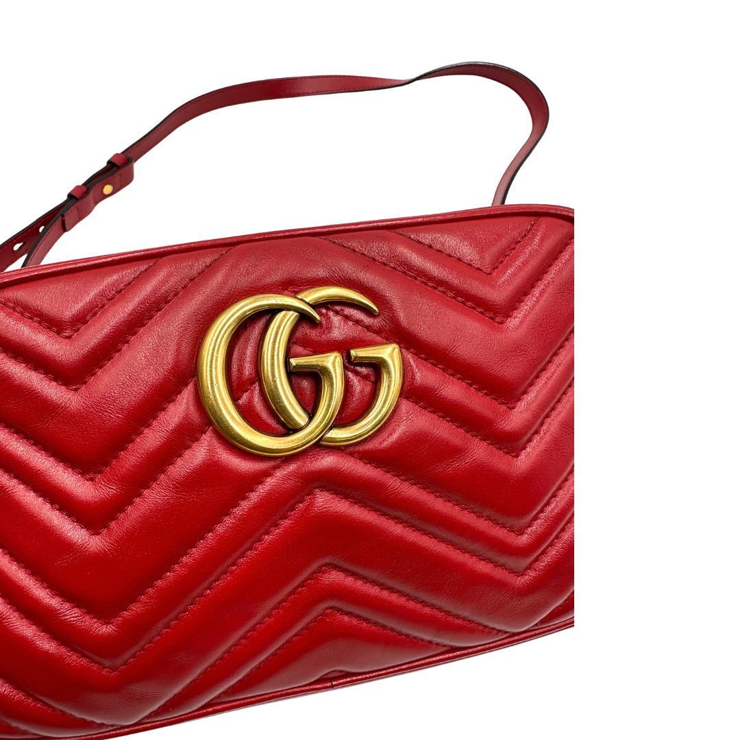 Camera Bag Gucci Marmont misura piccola in pelle rosso