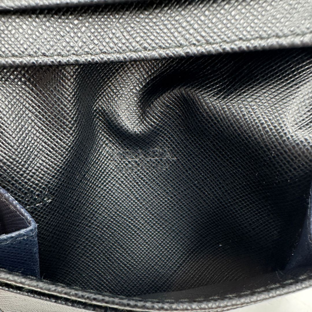 Portacarte Prada baltico in pelle blu