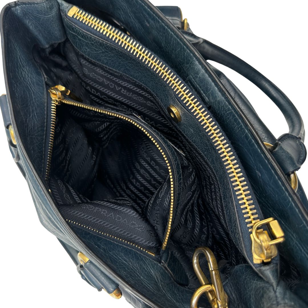 Tote Prada blu petrolio