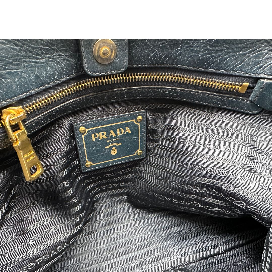 Tote Prada blu petrolio