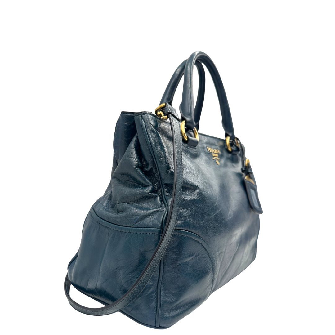 Tote Prada blu petrolio