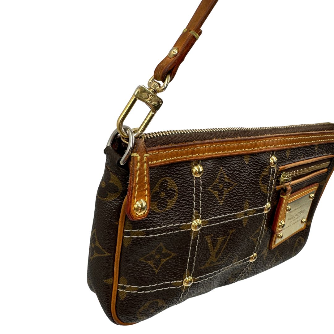 Pochette Rivet Louis Vuitton in canvas marrone