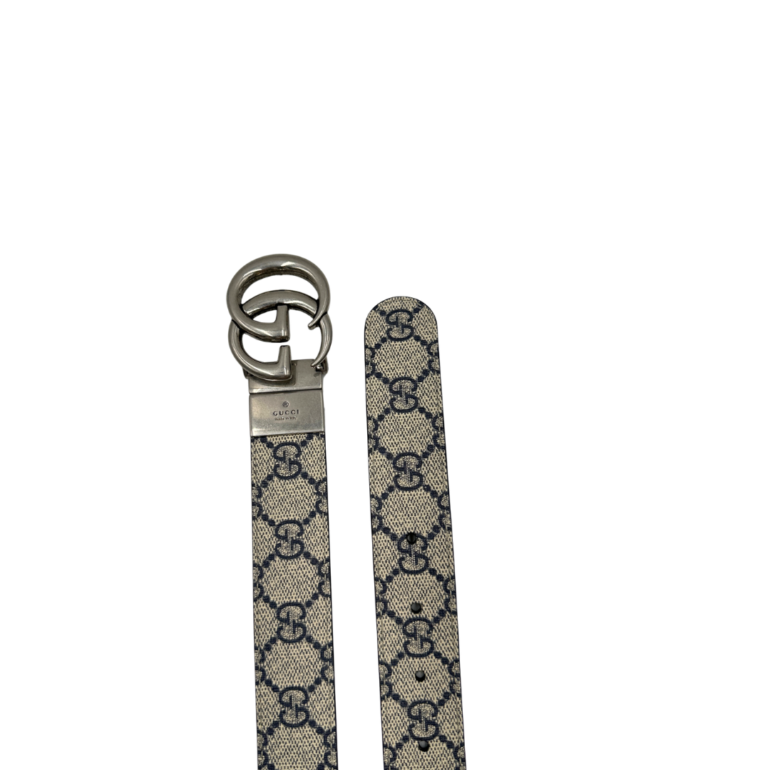 Cintura Gucci GG Marmont reversibile tg. 36 in pelle blu