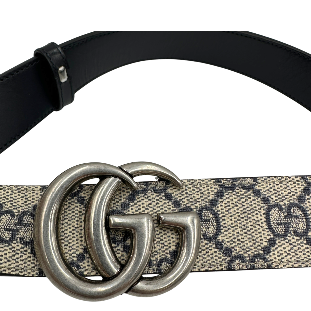 Cintura Gucci GG Marmont reversibile tg. 36 in pelle blu