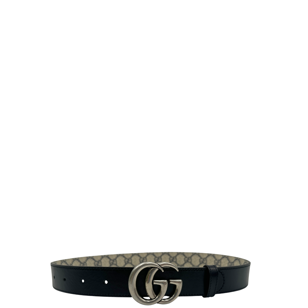 Cintura Gucci GG Marmont reversibile tg. 36 in pelle blu