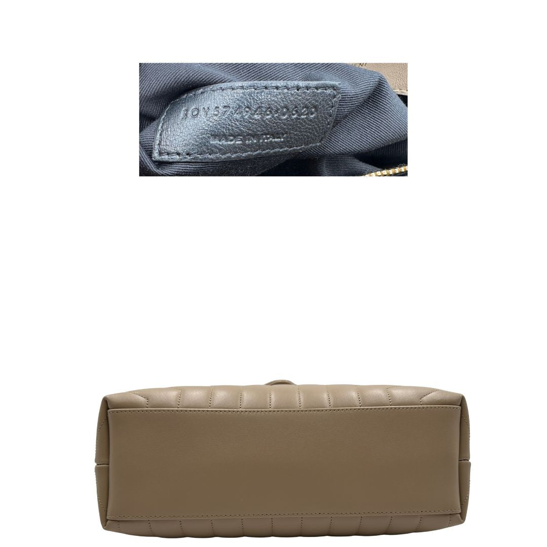 Borsa Loulou media Saint Laurent in pelle beige