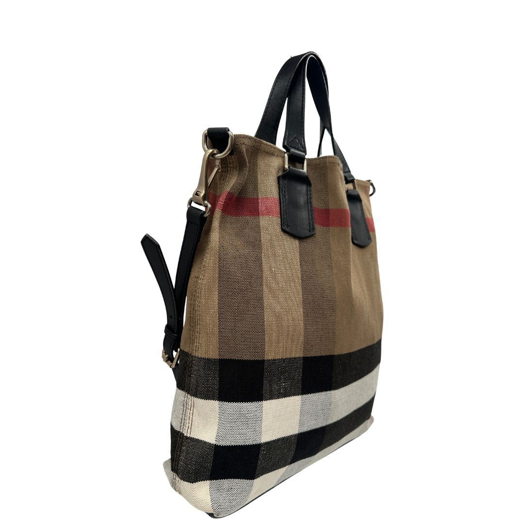 Borsa Burberry Tottenham Tote in tessuto beige