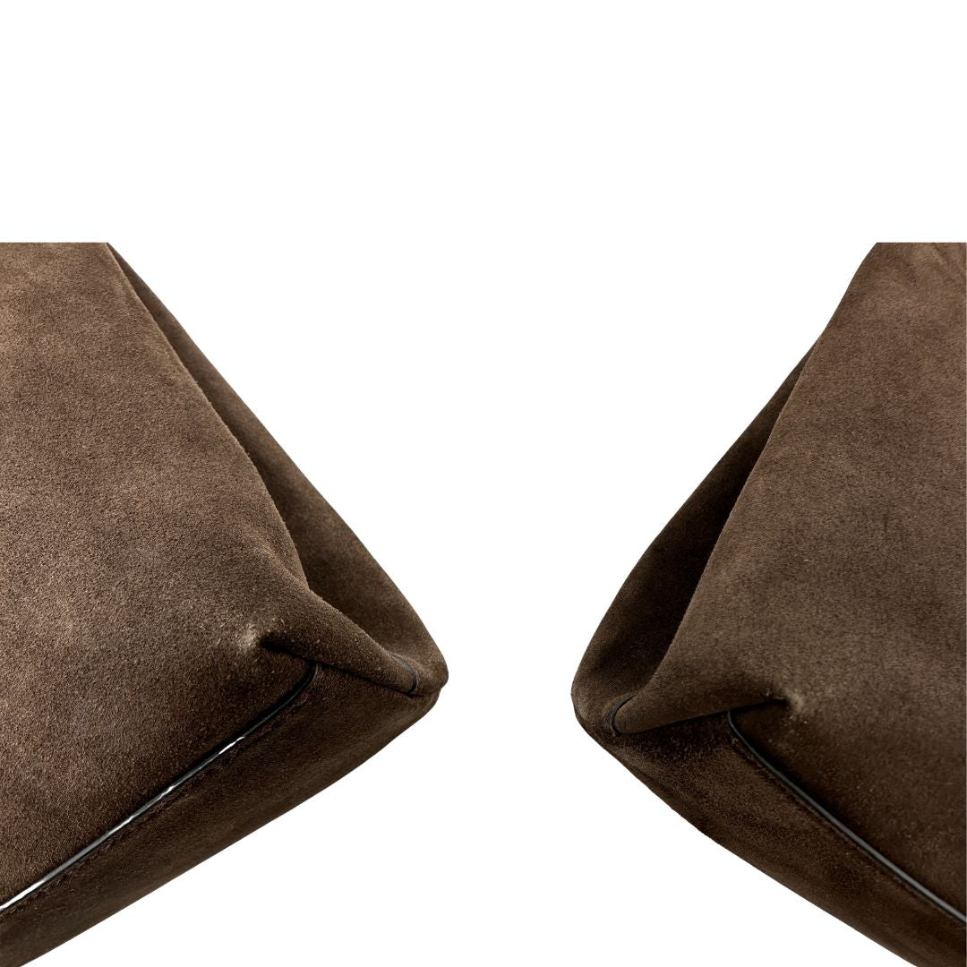 Tote Coccinelle Celene Suede in pelle marrone